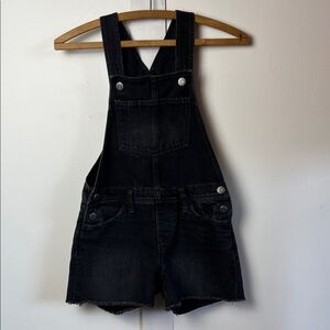 Kids Black Distressed Denim Overalls